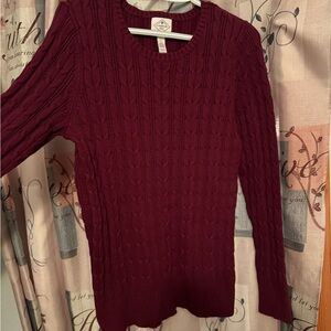 Cable-knit St. John’s Bay maroon sweater; never worn